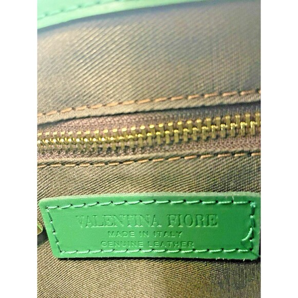 Valentina Fiore Genuine Leather Made in Italy Green  Crossbody Shoulder Handbag - Picture 8 of 16